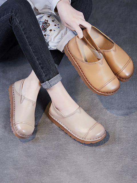 Women Vintage Casual Soft Leather Flat Shoes