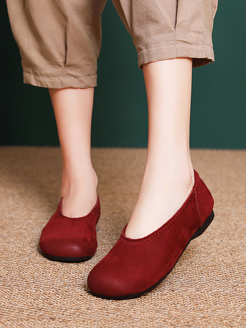 Women Vintage Genuine Leather Low Heel Shoes