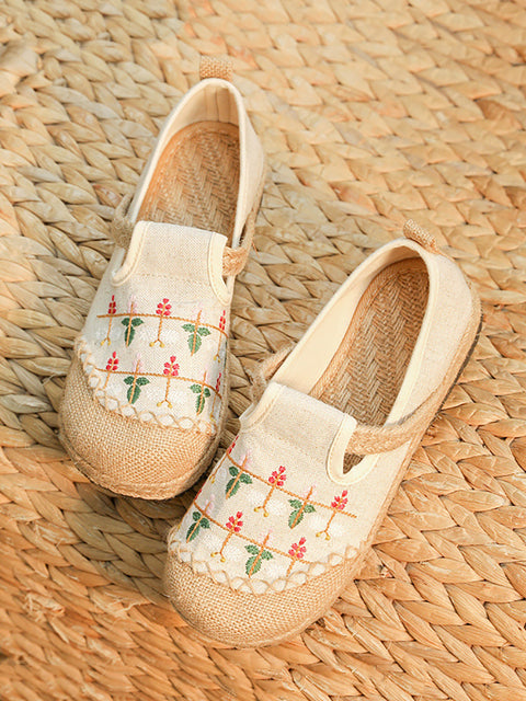 Women Spring Cotton Linen Embroidery Shoes