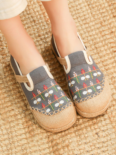 Women Spring Cotton Linen Embroidery Shoes