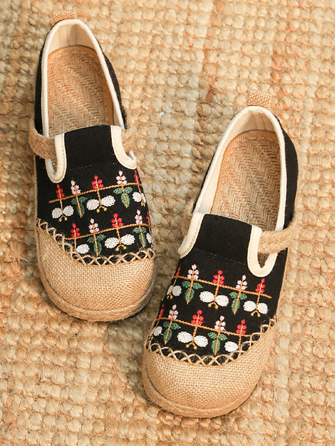 Women Spring Cotton Linen Embroidery Shoes