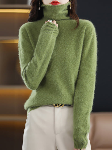 Women Casual Winter Solid Turtleneck Sweater