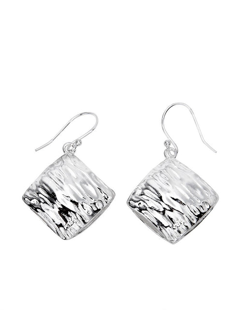 Women Casual S925Sliver Square Irregular Texture Earrings