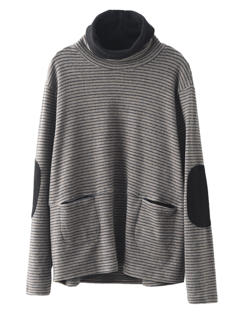 Plus Size Women Casual Stripe Turtleneck Sweatshirt