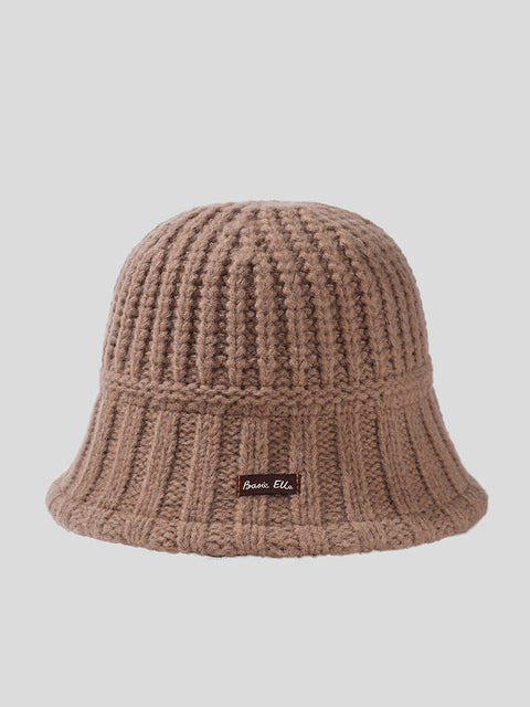 Winter Pure Color Fashion Knitted Patch Warm Hat