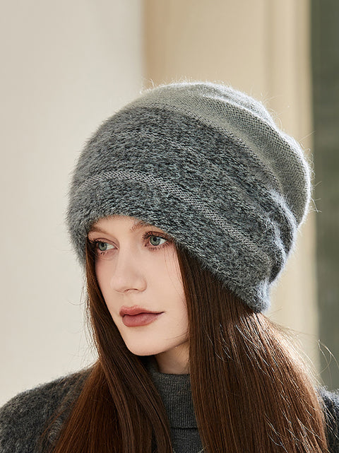 Women Winter Colorblock Warm Knit Hat