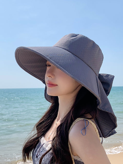 Women Casual Summer Sunproof Bowknot Shawl Hat