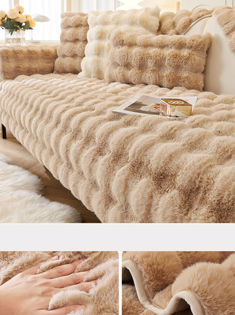 Solid Rabbit Wool Queen Bedcover Sofa Blanket