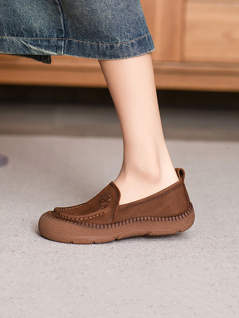 Women Vintage Casual Genuine Leather Flat Shoes