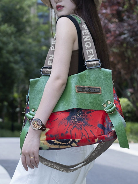 Women Retro Leather Flower Crossbody Bag Shoulde Bag