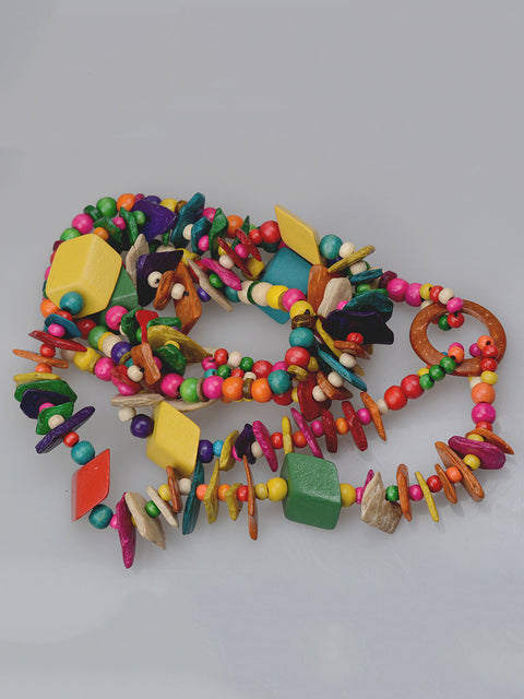 Ethnic Colorful Bead Wooden Knitted Necklace