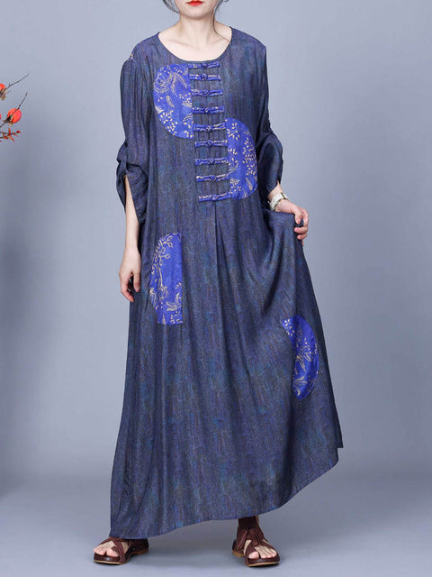 Women Ethnic Spring Patch Spliced Dress