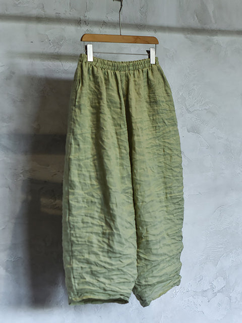 Women Summer Vintage Solid Loose Linen Pants