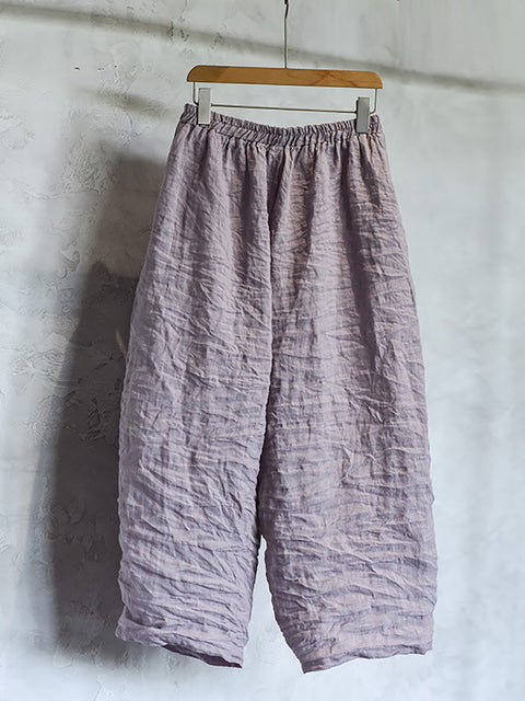 Women Summer Vintage Solid Loose Linen Pants