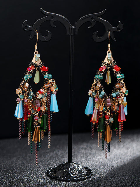 Bohemia Women S925Sliver Tassel Pandent Earrings