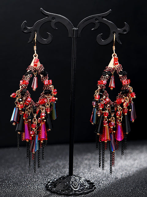 Bohemia Women S925Sliver Tassel Pandent Earrings