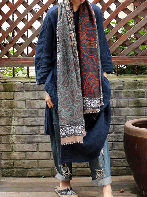 Women Vintage Ethnic Spliced Shawl Scarf