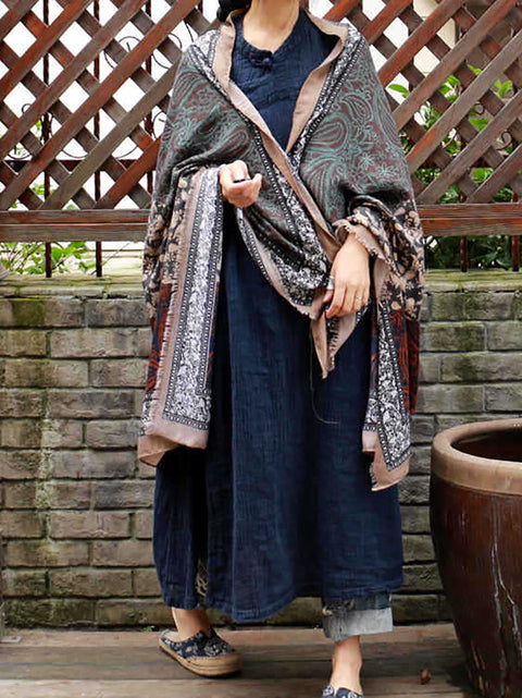 Women Vintage Ethnic Spliced Shawl Scarf