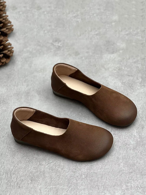 Women Summer Vintage Soft Leather Flat Shoes