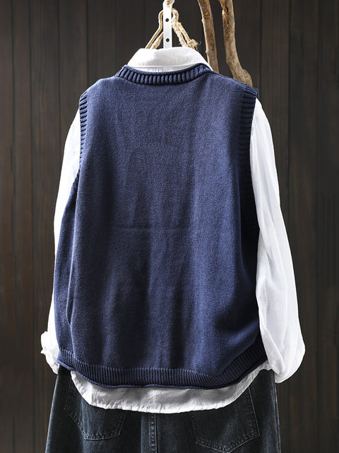 Women Casual Autumn V-Neck Knit Vest