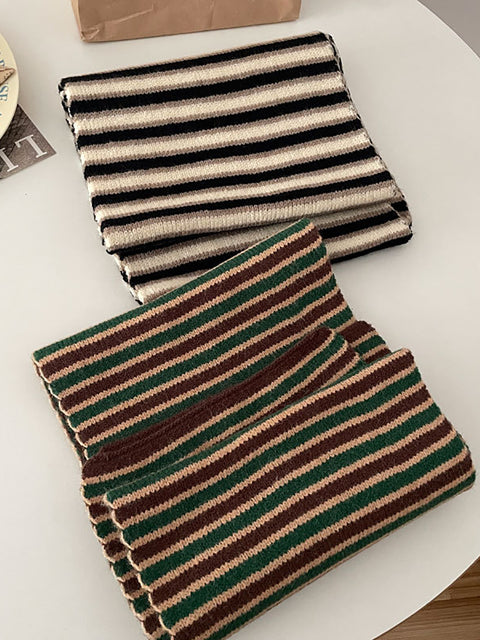 Winter Artsy Warm Stripe Knit Scarf