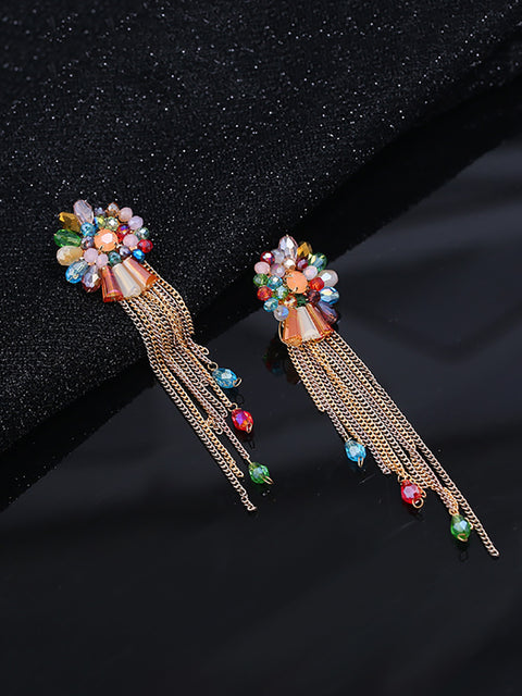 Women Bohemia Crystal Tassel Earrings