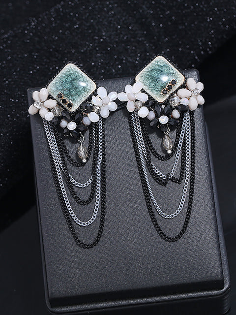 Women Bohemia Crystal Tassel Earrings