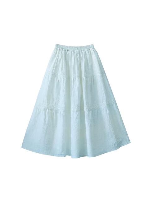 Women Spring Casual Pure Color Linen Skirt