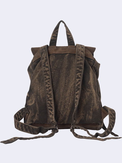 Vintage Leather Canvas Large Capacity Backpack