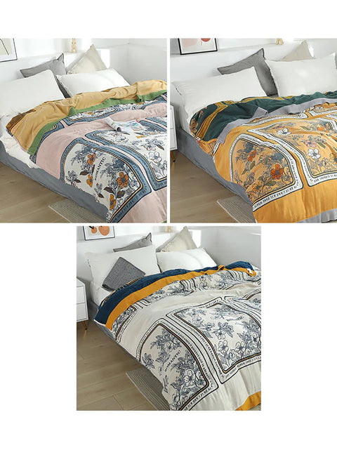 Floral Nap Blanket Cotton Gauze Sofa Four Seasons Non-slip Cover Cloth Blanket