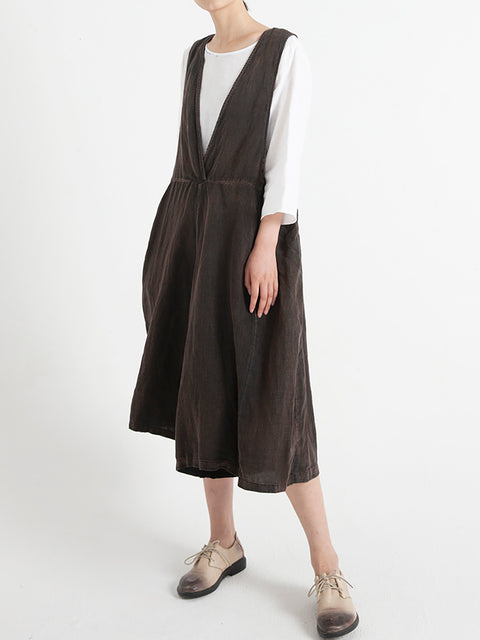 Linen Sleeveless Women Summer Loose Jumpsuit Overalls