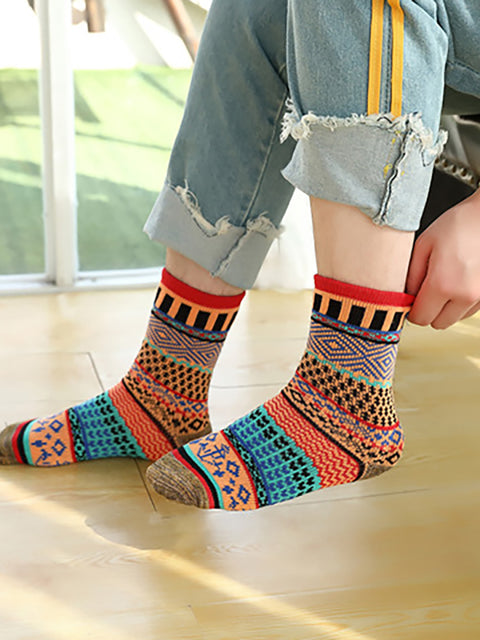 Female Knitted Casual Vintage Thick Warm Cotton Socks