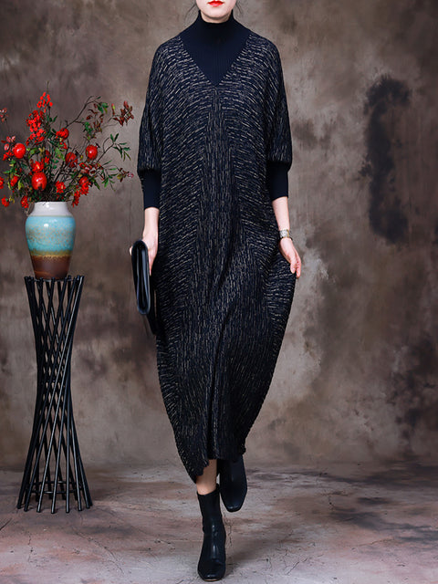 Solid Batwing Sleeve Women Maxi Dress